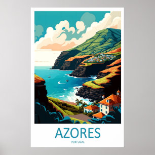 Azoren Vintage Reisposter Ski Nationaal Park Poster