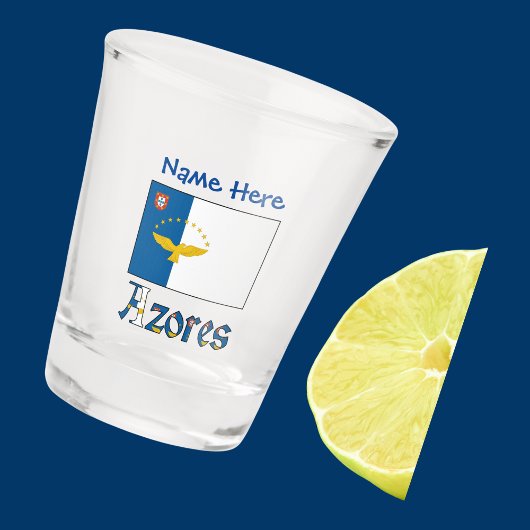 Azoren vlag blauwe personalisatie shot glas