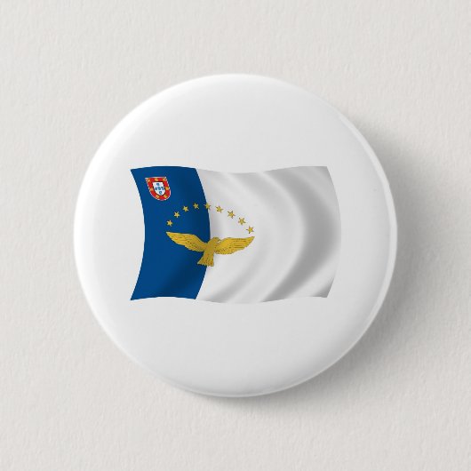 Azoren Vlag Knop Ronde Button 5,7 Cm (Voorkant)