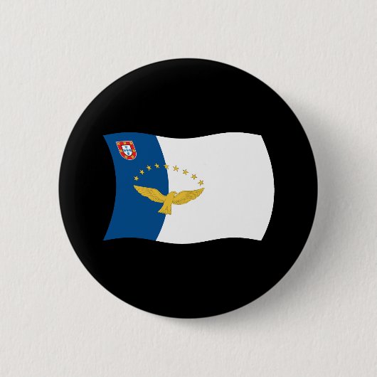 Azoren Vlag Knop Ronde Button 5,7 Cm (Voorkant)