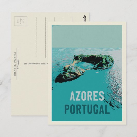 Azoren Vulkanisch eiland Illustratie Briefkaart (Voorkant / Achterkant)