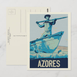 Azoren Whale hunter illustratie Portugal Briefkaart