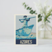 Azoren Whale hunter illustratie Portugal Briefkaart (Staand voorkant)