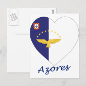 Azores Flag Heart Briefkaart (Voorkant / Achterkant)