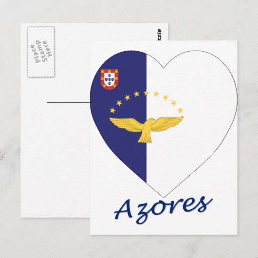 Azores Flag Heart Briefkaart (Voorkant / Achterkant)