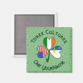 Azores Ireland USA Flags Shamrock Jouw naam Magneet (Voorkant / Achterkant)