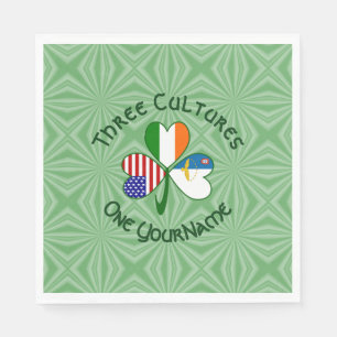 Azores Ireland USA Flags Shamrock Personalized Servet