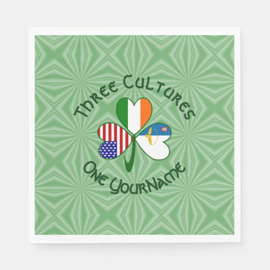 Azores Ireland USA Flags Shamrock Personalized Servet (Voorkant)
