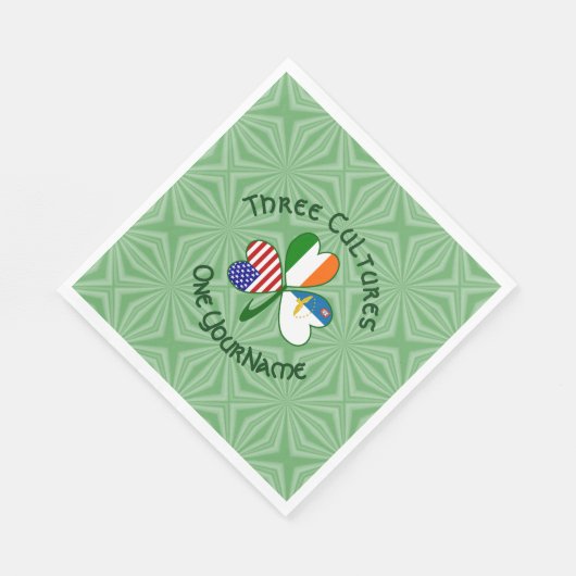 Azores Ireland USA Flags Shamrock Personalized Servet (Hoek)