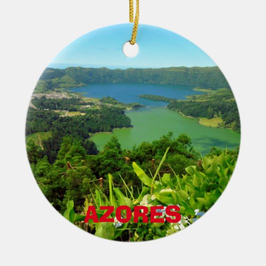 Azores Sete Cidades kerstversiering Keramisch Ornament (Voorkant)