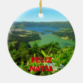 Azores Sete Cidades kerstversiering Keramisch Ornament (Achterkant)