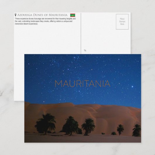Azoueiga Sand Dunes, Mauritanië Briefkaart (Voorkant / Achterkant)