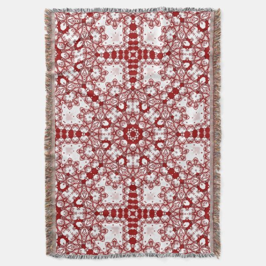 Azra Red en White Geometric Mandala Deken (Voorkant Verticaal)
