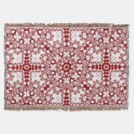Azra Red en White Geometric Mandala Deken