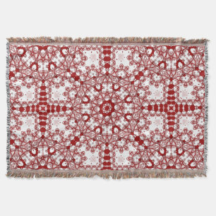 Azra Red en White Geometric Mandala Deken