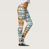 Aztec Abstract Floral CORAL MINT Black Pattern Leggings (Rechts)