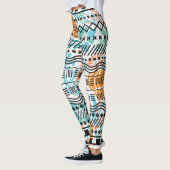 Aztec Abstract Floral CORAL MINT Black Pattern Leggings (Links)