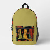 Aztec, African Design Olive Bedrukte Rugzak (Voorkant)