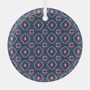 Aztec Allure: Tribal Striped Elegance Glas Ornament