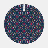 Aztec Allure: Tribal Striped Elegance Glas Ornament (Achterkant)