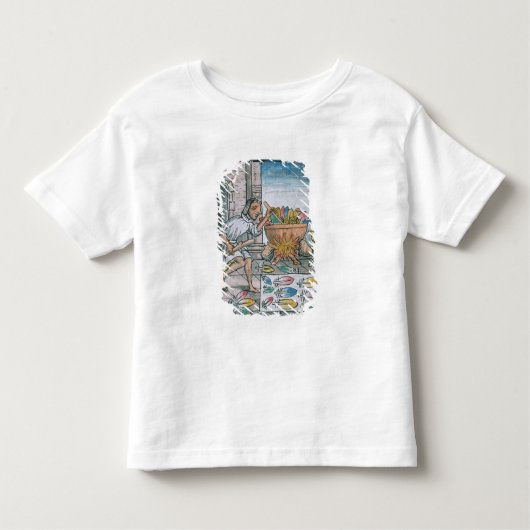 Aztec-ambachtslieden die veren verven kinder shirts (Voorkant)