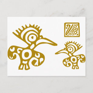 Aztec Ancient Birds! Oude culturen Design! Briefkaart
