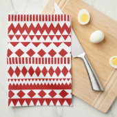 Aztec Andes Red White Tribal Geometric Pattern Theedoek (Quarter Fold)