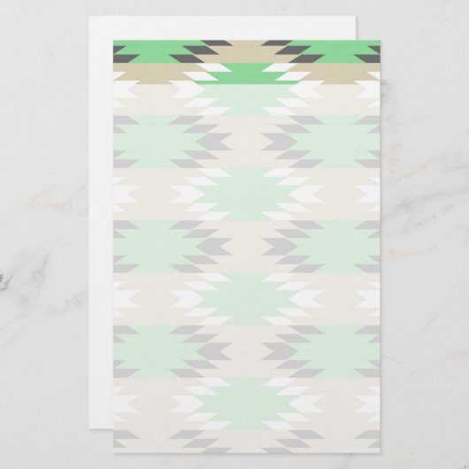 Aztec Andes Tribal Green Grey Native American Briefpapier (Voorkant / Achterkant)