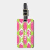 Aztec Andes Tribal Hot Pink Lime Green Patroon Bagagelabel (Voorkant verticaal)