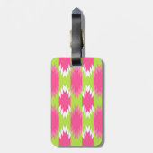 Aztec Andes Tribal Hot Pink Lime Green Patroon Bagagelabel (Achterkant verticaal)