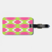 Aztec Andes Tribal Hot Pink Lime Green Patroon Bagagelabel (Achterkant horizontaal)