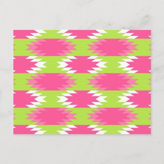 Aztec Andes Tribal Hot Pink Lime Green Patroon Briefkaart (Voorkant)