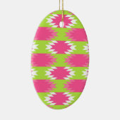 Aztec Andes Tribal Hot Pink Lime Green Patroon Keramisch Ornament (Rechts)