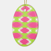 Aztec Andes Tribal Hot Pink Lime Green Patroon Keramisch Ornament (Links)