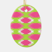 Aztec Andes Tribal Hot Pink Lime Green Patroon Keramisch Ornament (Achterkant)