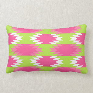 Aztec Andes Tribal Hot Pink Lime Green Patroon Kussen