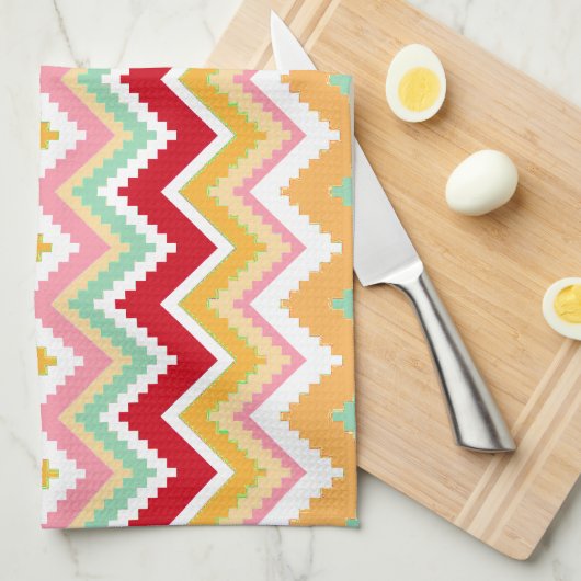 Aztec Andes Tribal Mountains Chevron Fiesta Zigag Theedoek (Quarter Fold)
