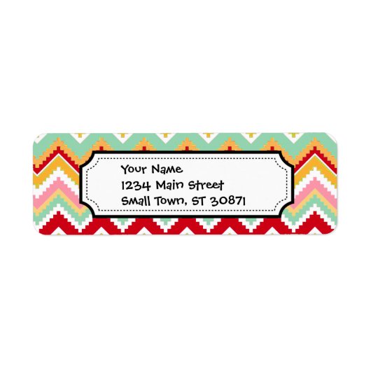 Aztec Andes Tribal Mountains Chevron Fiesta ZigZag Etiket (Voorkant)