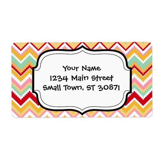 Aztec Andes Tribal Mountains Chevron Fiesta ZigZag Etiket (Voorkant)