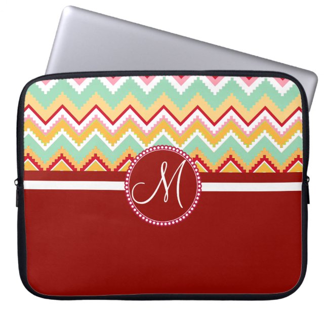 Aztec Andes Tribal Mountains Chevron Fiesta ZigZag Laptop Sleeve (Voorkant)
