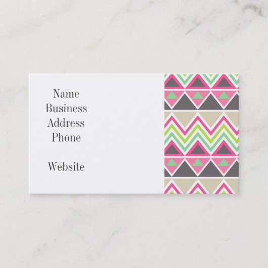 Aztec Andes Tribal Mountains Chevron Zig Zags Visitekaartje (Voorkant)