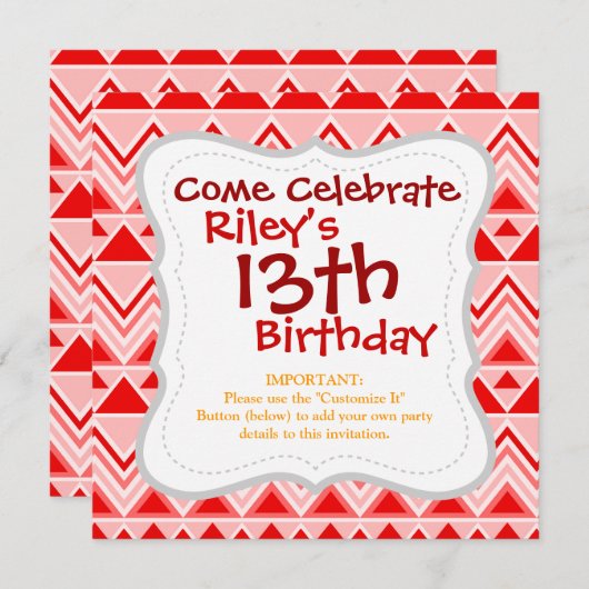 Aztec Andes Tribal Mountains Triangles Chevron Red Kaart (Voorkant / Achterkant)