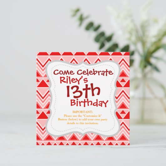 Aztec Andes Tribal Mountains Triangles Chevron Red Kaart (Staand voorkant)