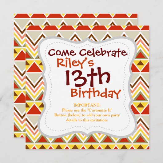 Aztec Andes Tribal Mountains Triangles Kaart (Voorkant / Achterkant)