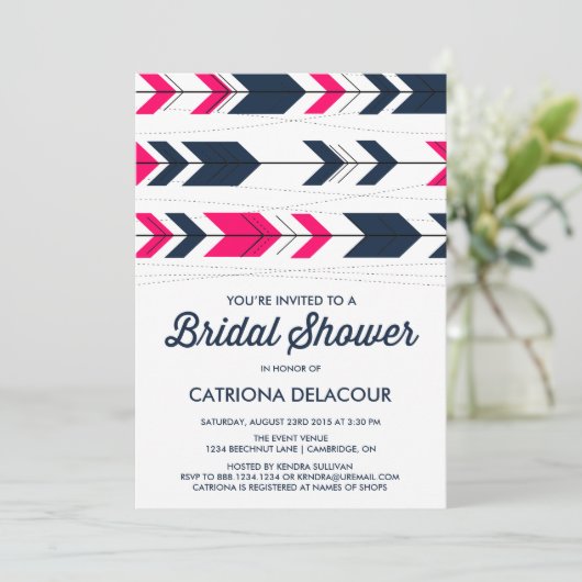 Aztec Arrows Pattern | Bridal Shower-uitnodiging Kaart (Staand voorkant)