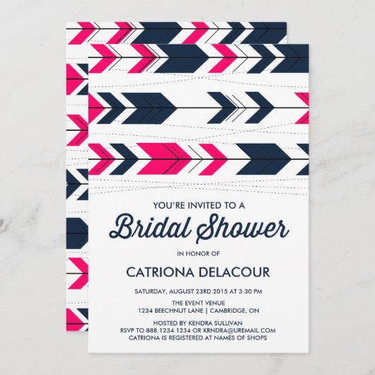 Aztec Arrows Pattern | Bridal Shower-uitnodiging Kaart (Voorkant / Achterkant)