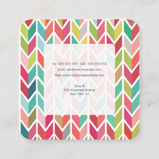 Aztec Arrows Pattern Hair Stylist Sjabloon Vierkante Visitekaartje (Achterkant)