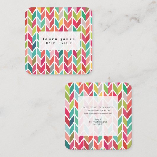 Aztec Arrows Pattern Hair Stylist Sjabloon Vierkante Visitekaartje (Voorkant / Achterkant)