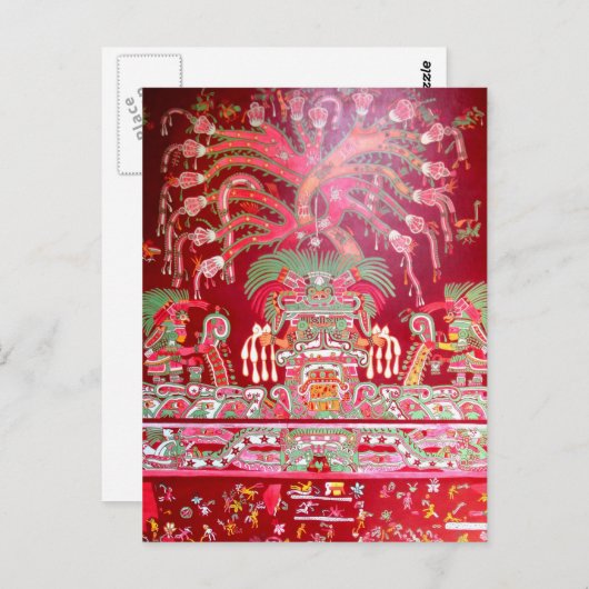 Aztec Art on Red Design Briefkaart (Voorkant / Achterkant)