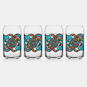Aztec Axolotl Xolotl goden vechten roze blauw vint Blikvorm Glas